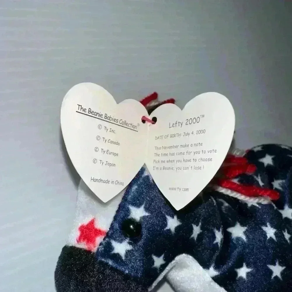 New!Lefty & Righty 2000 Ty Beanie Babies Original Tags Stars & Stripes Election! - Picture 12 of 16
